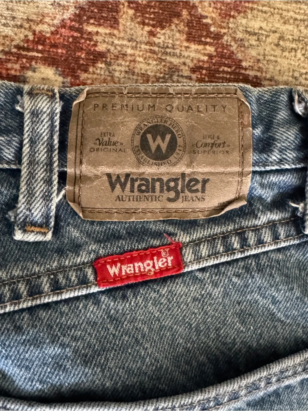Vintage Distressed Wrangler Straight Leg Jeans 34 X 34 Regular Fit